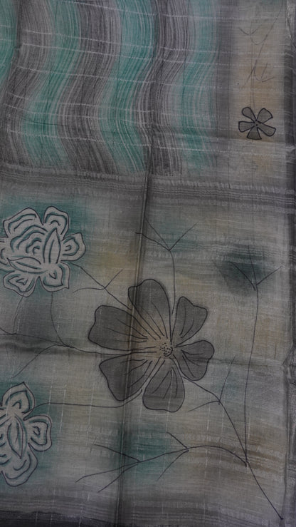 Bhagalpur Tussar Saree- Sea Green