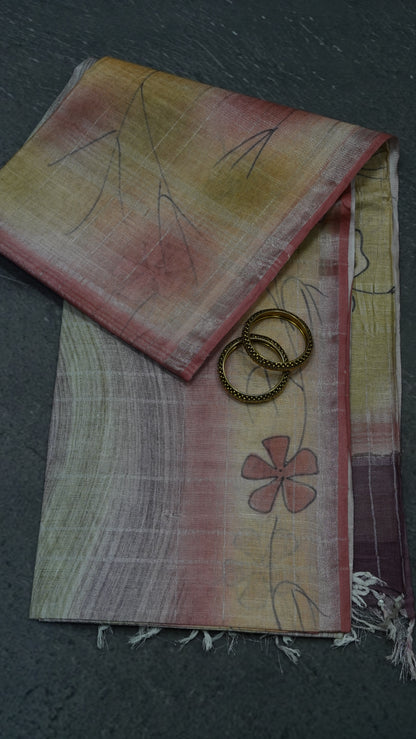 Bhagalpur Tussar Saree- Pink