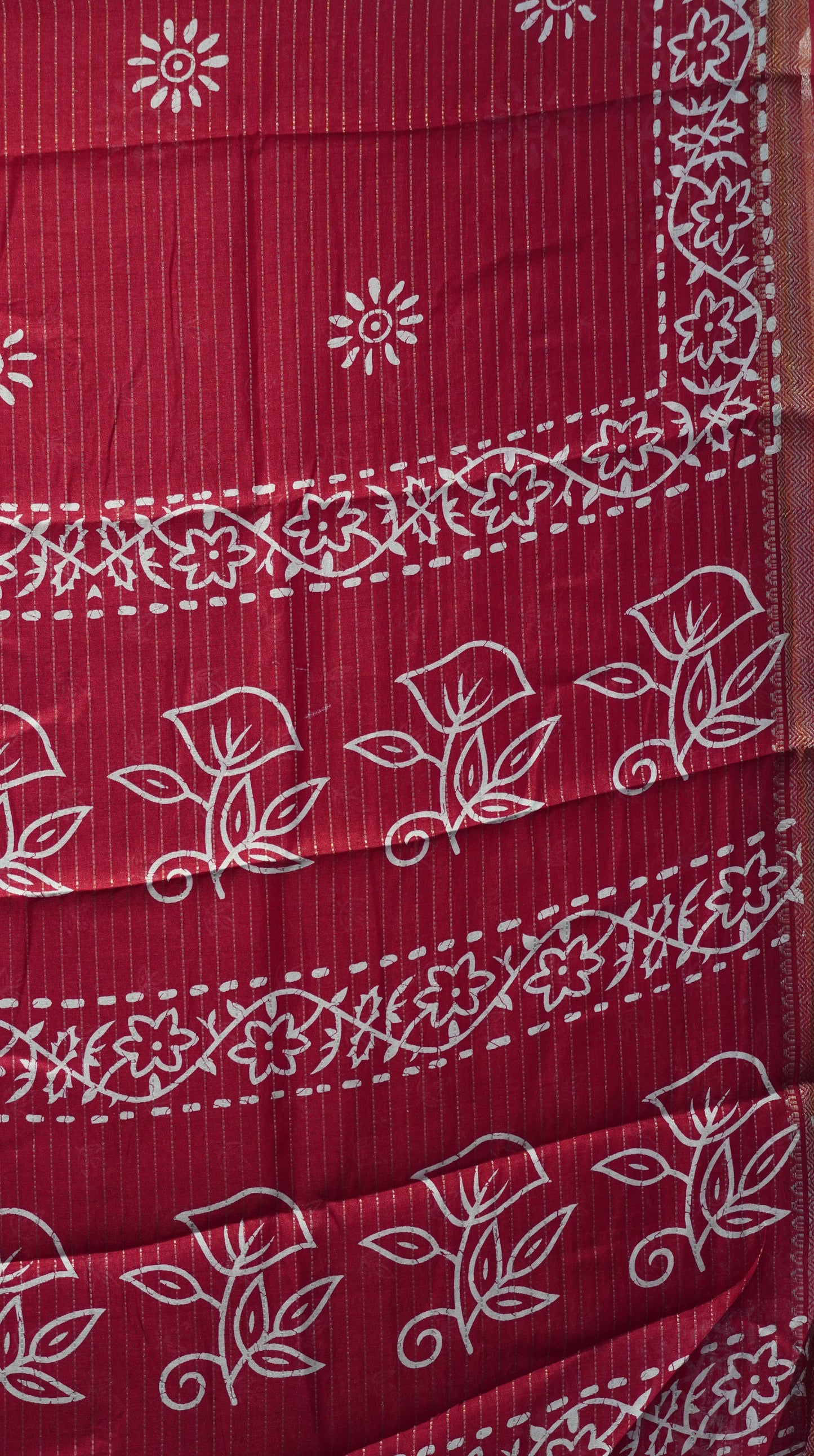 Dola Silk Saree Floral Print - Red