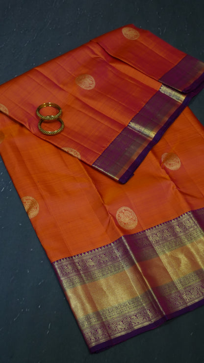 Pure Kanjivaram Silk Saree - Annam Butta Peach Pink
