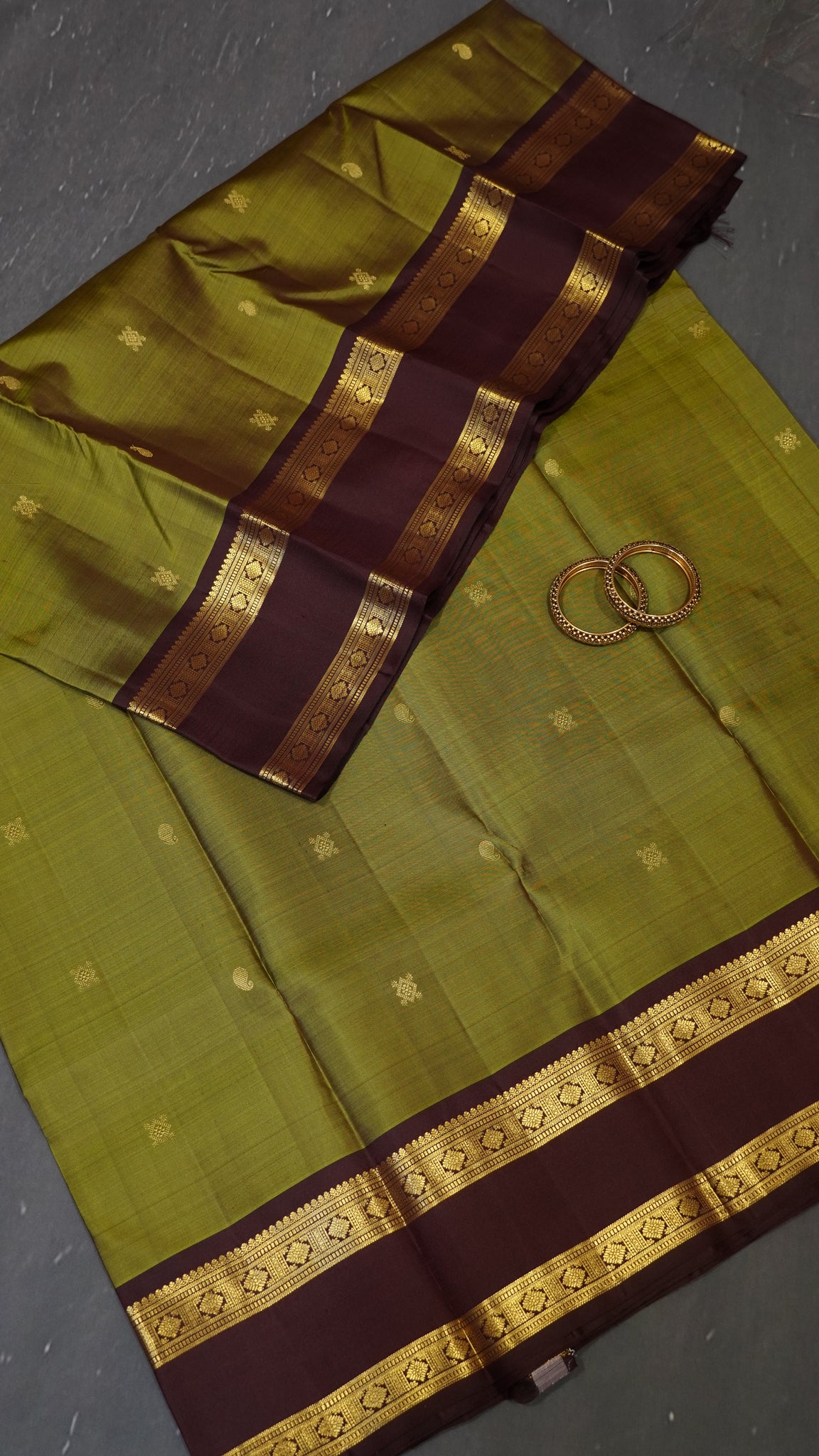 Pure Kanchipuram Silk Saree - Olive Green