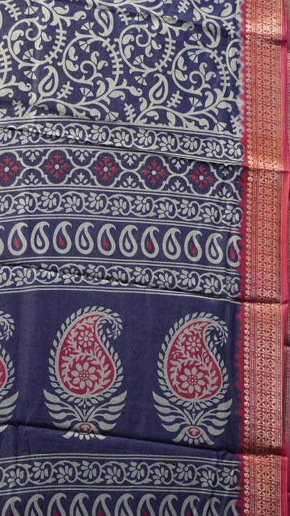 Dola Silk Saree Vine Motif - Blue