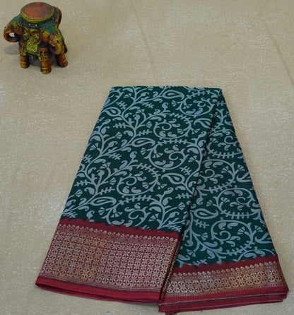 Dola Silk Saree Vine Motif - Green