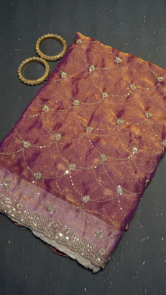 Space Silk Saree - Designer Pink