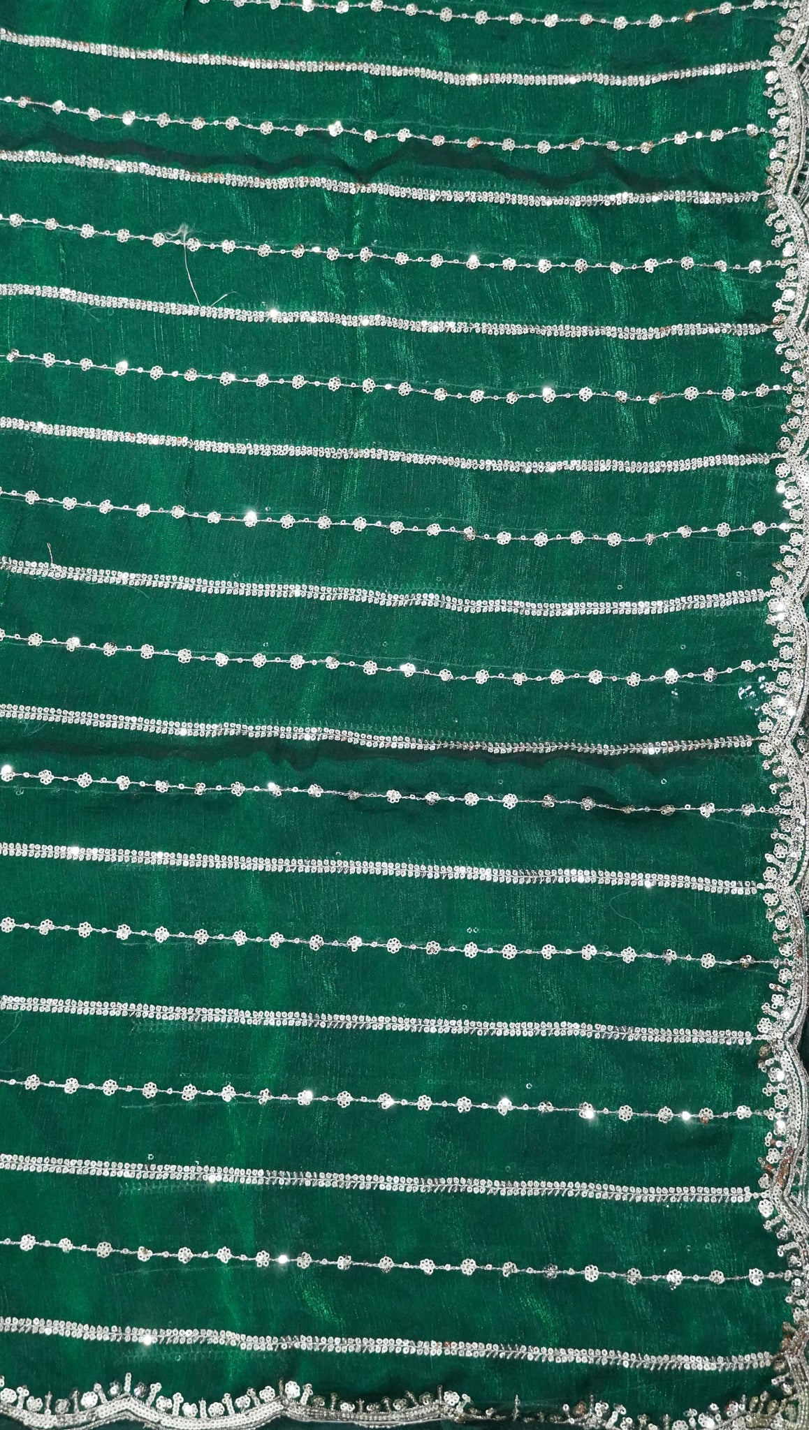 Space Silk Saree - Lines Designer Green