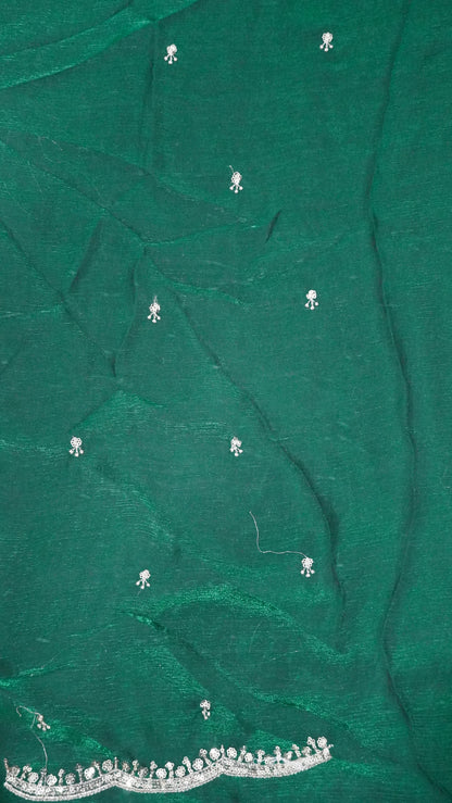 Space Silk Saree - Lines Designer Green