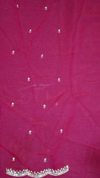 Space Silk Saree - Lines Designer Red