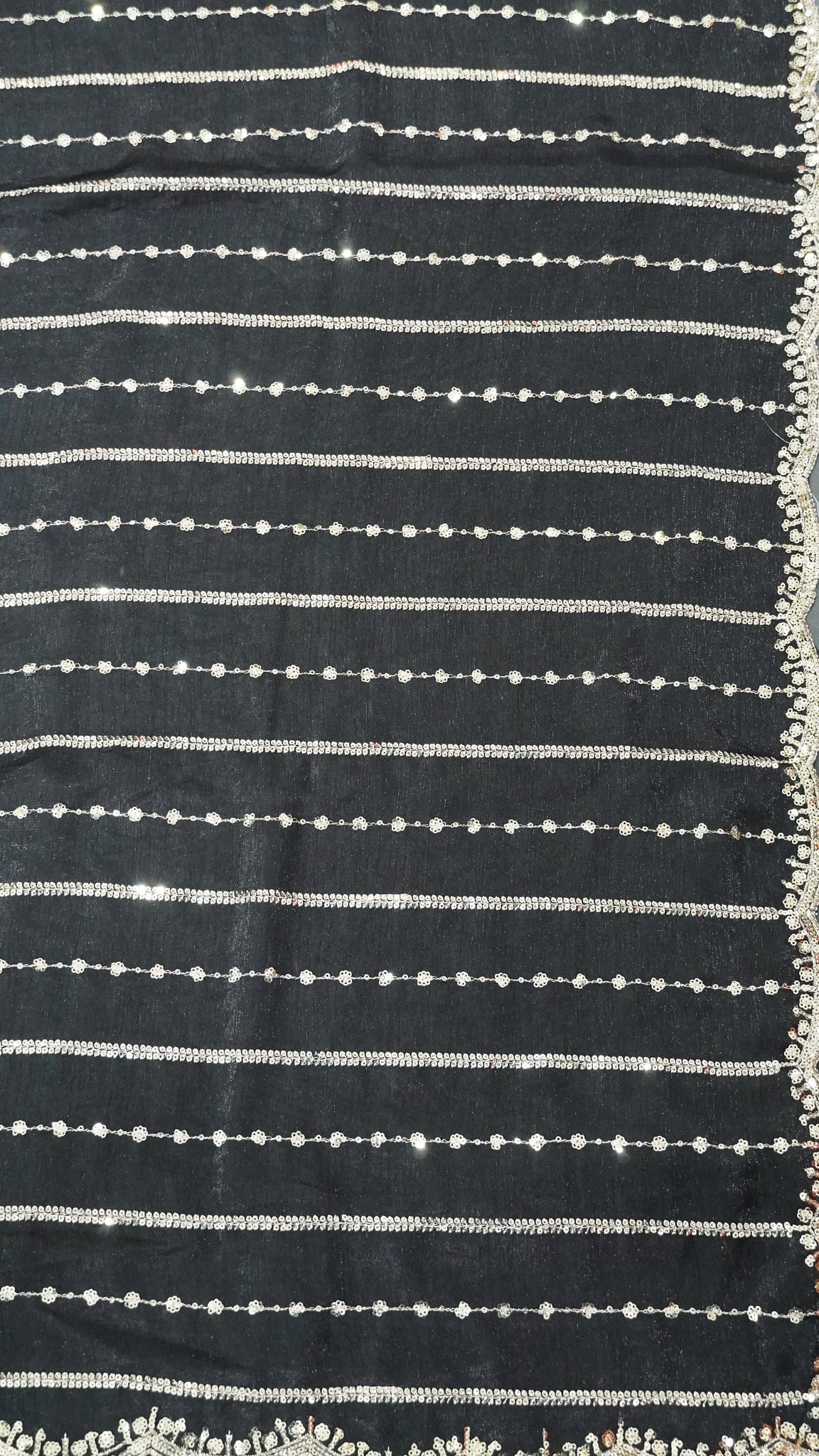 Space Silk Saree - Lines Designer Black