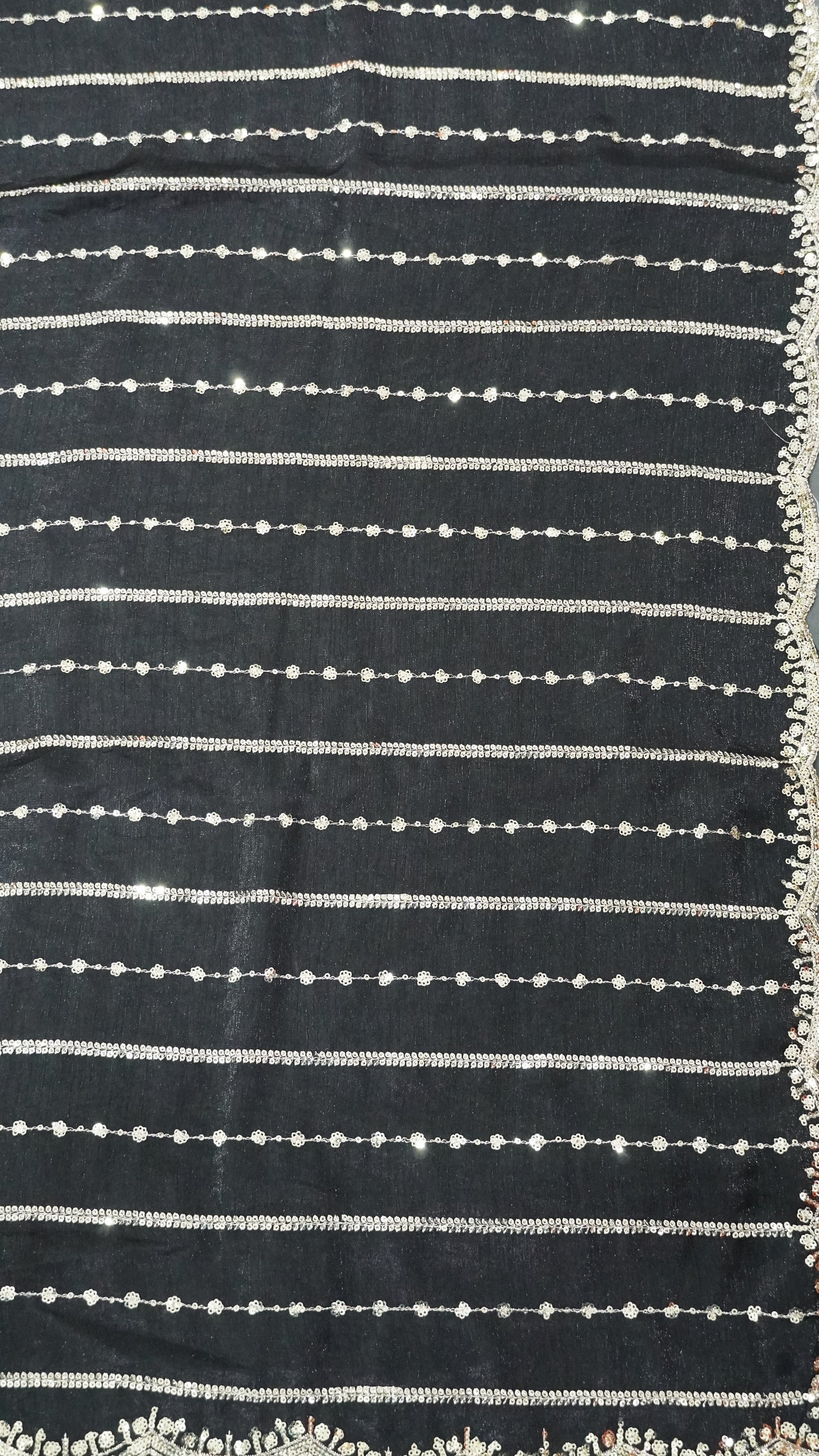 Space Silk Saree - Lines Designer Black