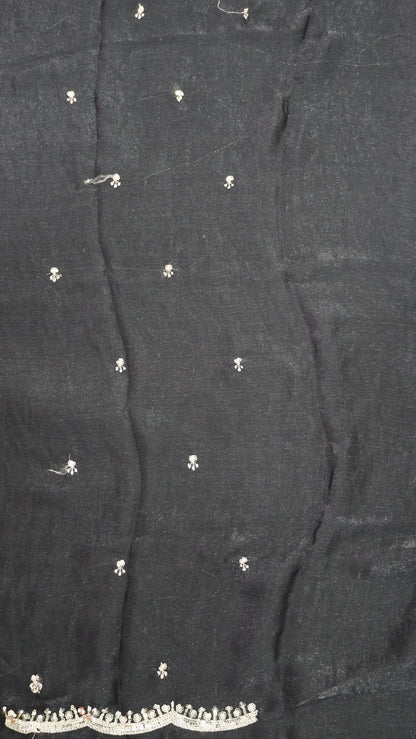 Space Silk Saree - Lines Designer Black