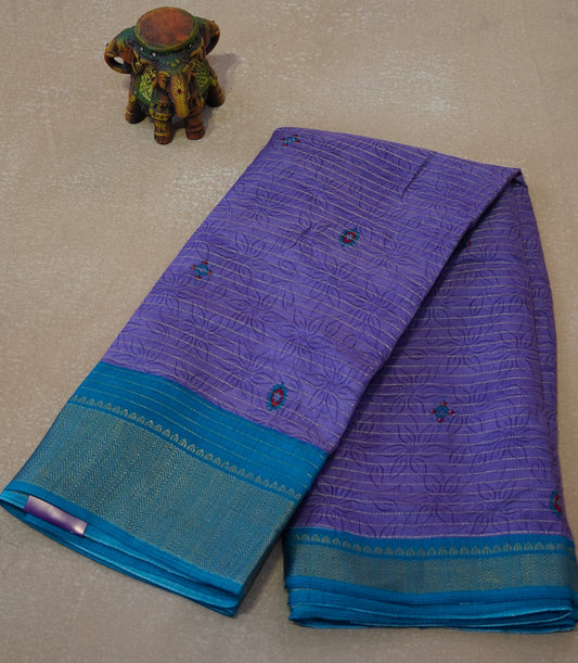 Dola Silk Saree Zari lines-Lavender