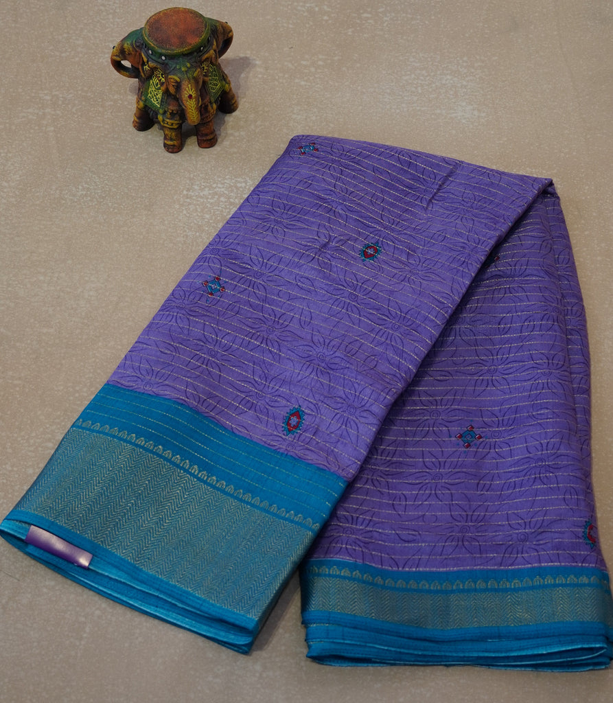 Dola Silk Saree Zari lines-Lavender