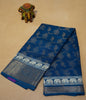 Dola Silk Saree Elephant print-Peacock Blue thumbnail