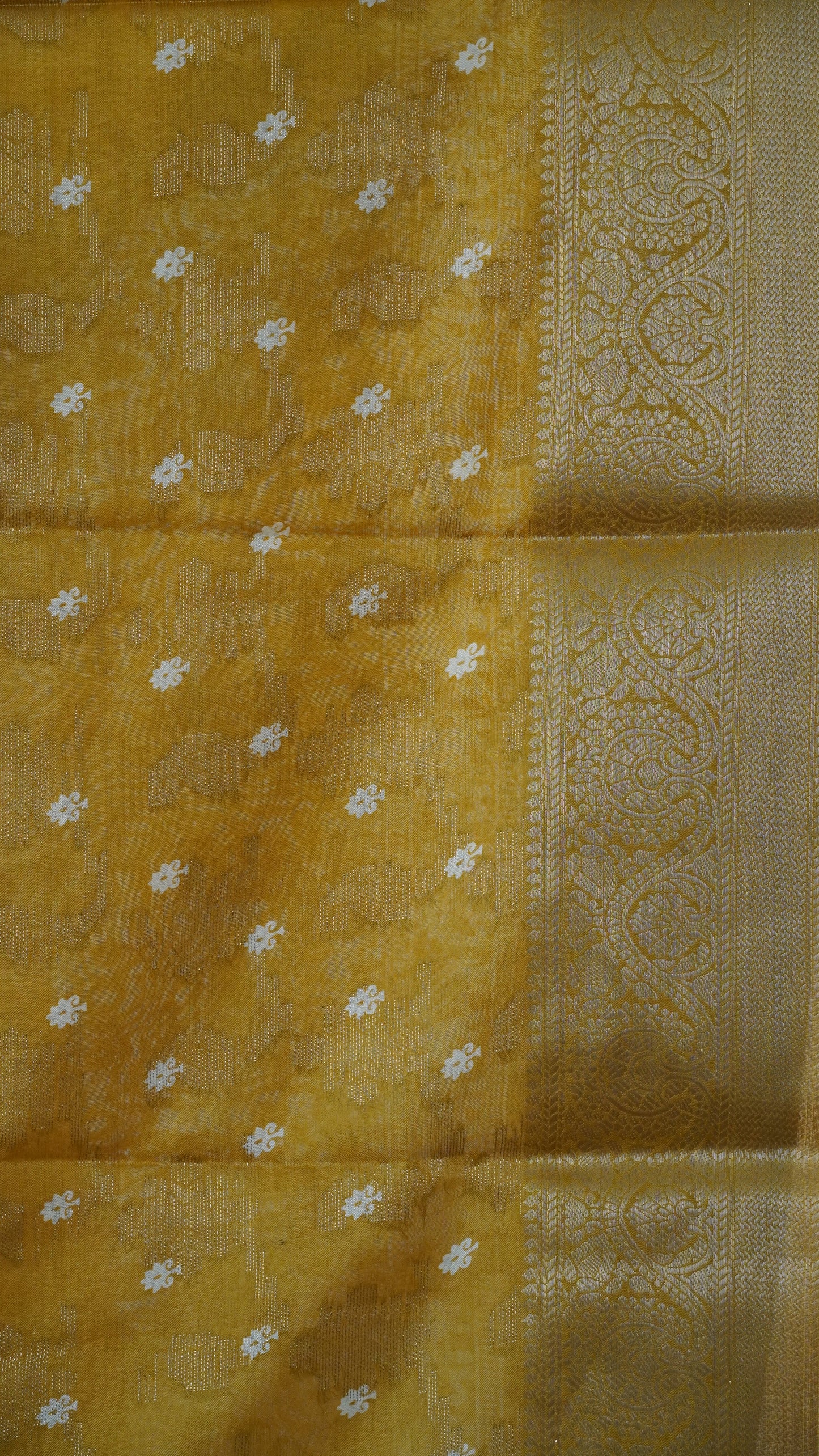 Dola Silk Saree Elephant print-Mustard