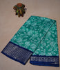 Dola Silk Saree Floral print-Teal green thumbnail