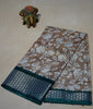 Dola Silk Saree Floral print-Brown thumbnail