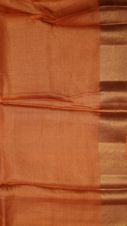 Pure Tussar Saree - Pink-Orange