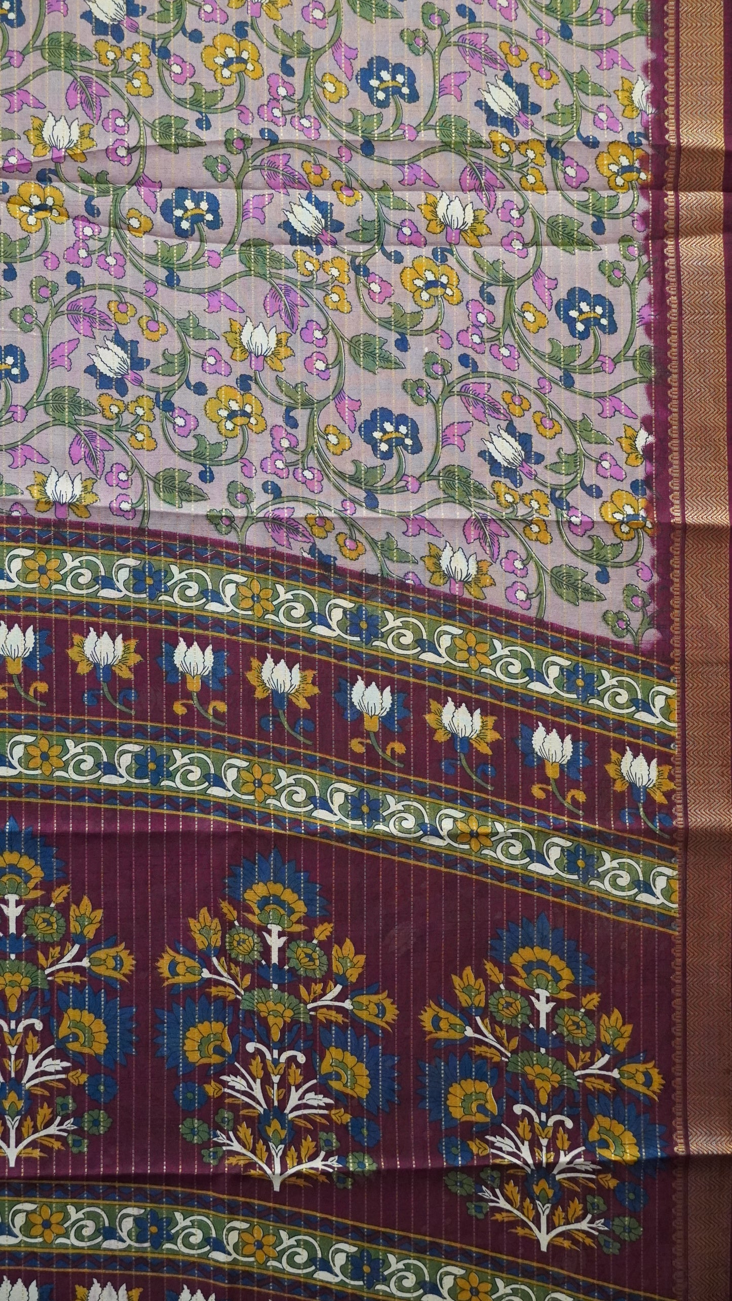 Dola Silk Saree Floral Zari Lines-Pink