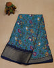 Dola Silk Saree Floral Zari Lines-Blue thumbnail