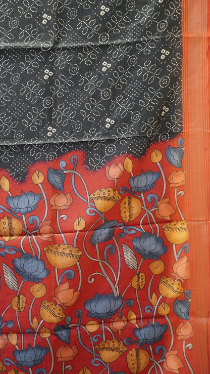 Dola Silk Saree Bandhini Print-Black