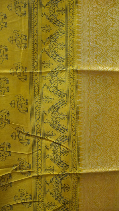Dola Silk Saree Elephant Print-Lavender