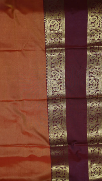 Semi Soft Silk Saree- Annam Border Orange
