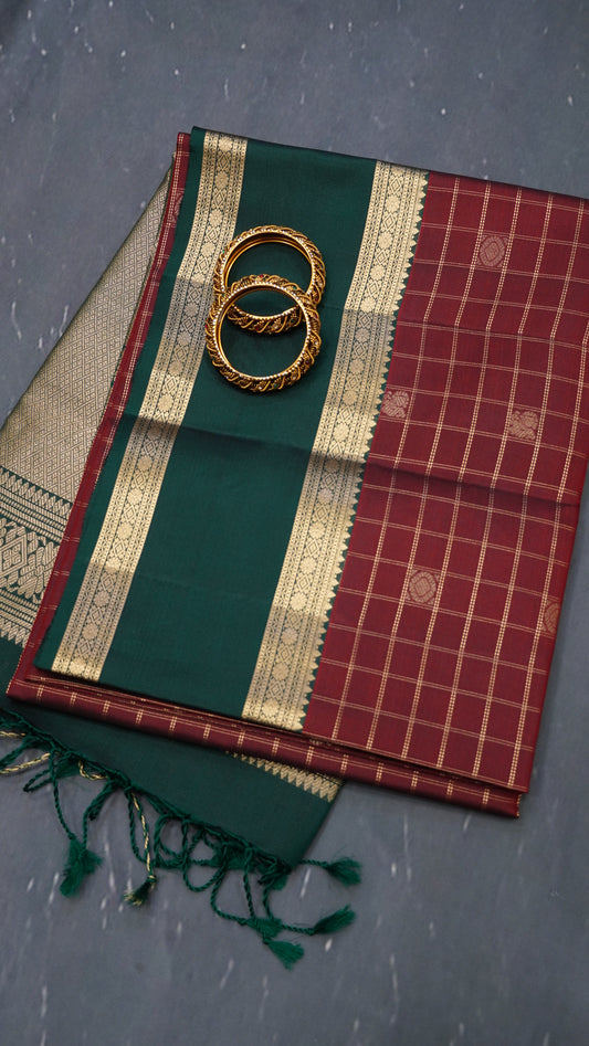 Pure Soft Silk Saree - Checks Rettapet Araku