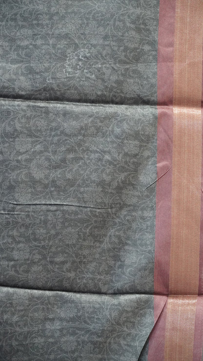 Dola Silk Saree Tulip Print-Grey