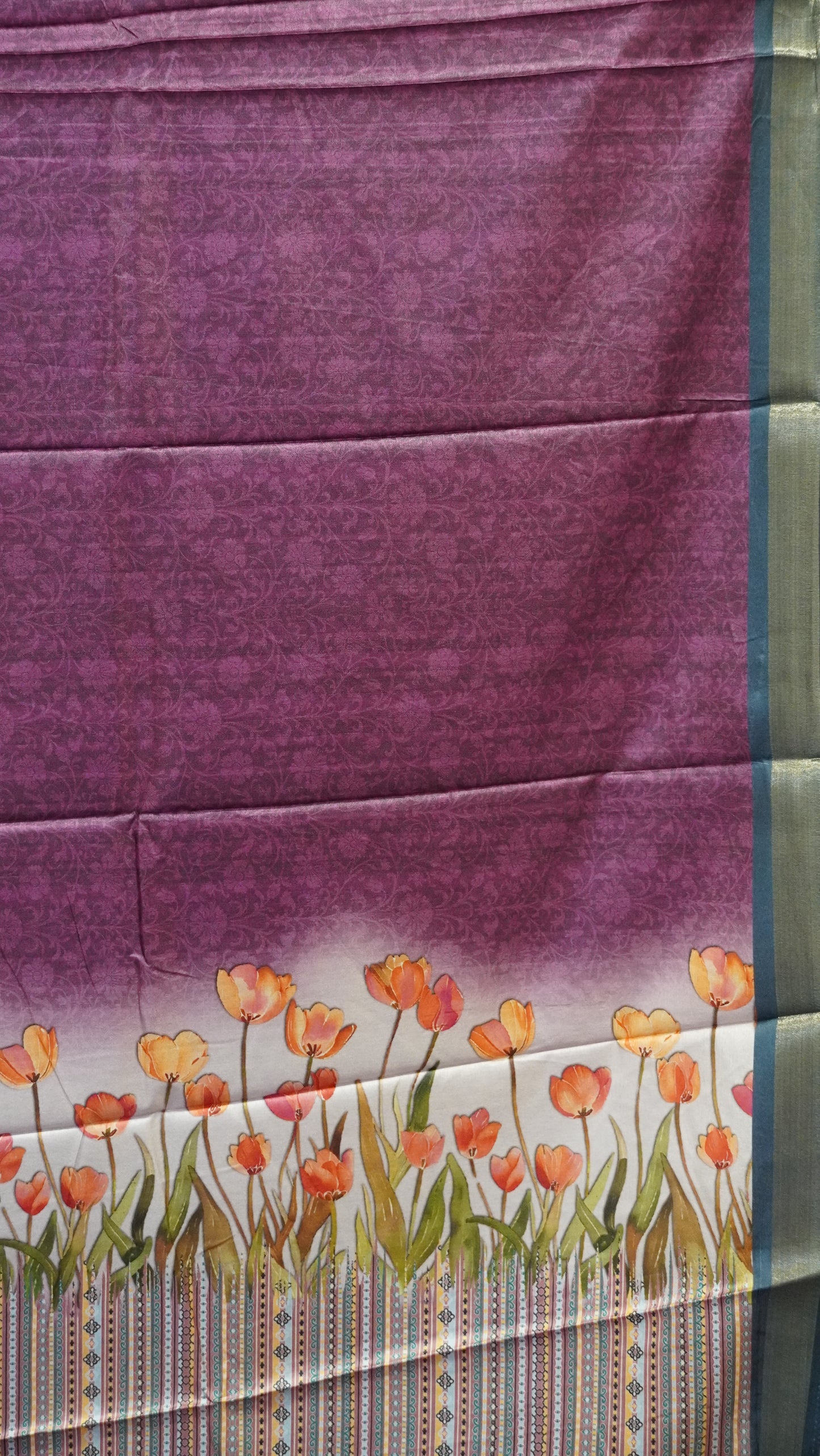 Dola Silk Saree Tulip Print-Purple