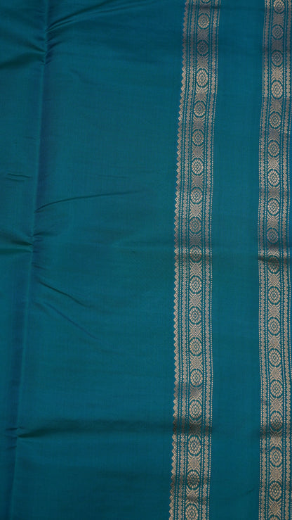 Pure Soft Silk Saree - Rani Pink-Ramar Blue