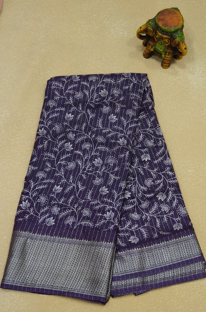 Dola Silk Saree Zari Lines-Purple