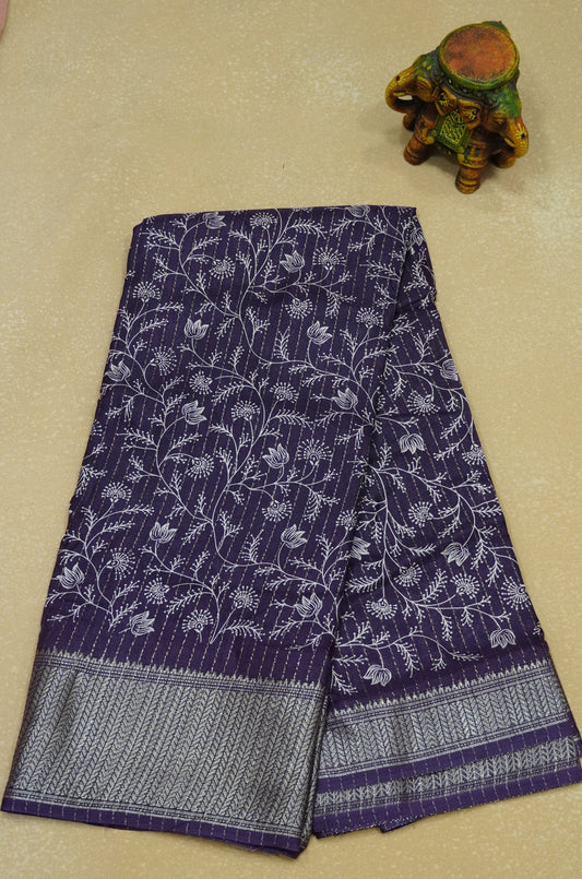 Dola Silk Saree Zari Lines-Purple