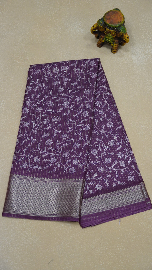 Dola Silk Saree Zari Lines-Wine