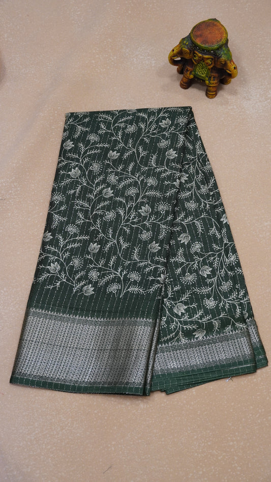Dola Silk Saree Zari Lines-Green