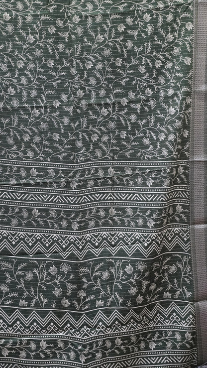 Dola Silk Saree Zari Lines-Green