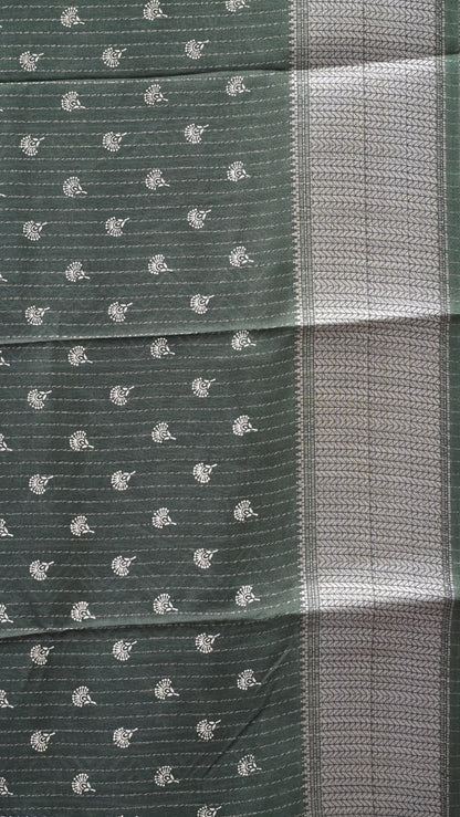 Dola Silk Saree Zari Lines-Green