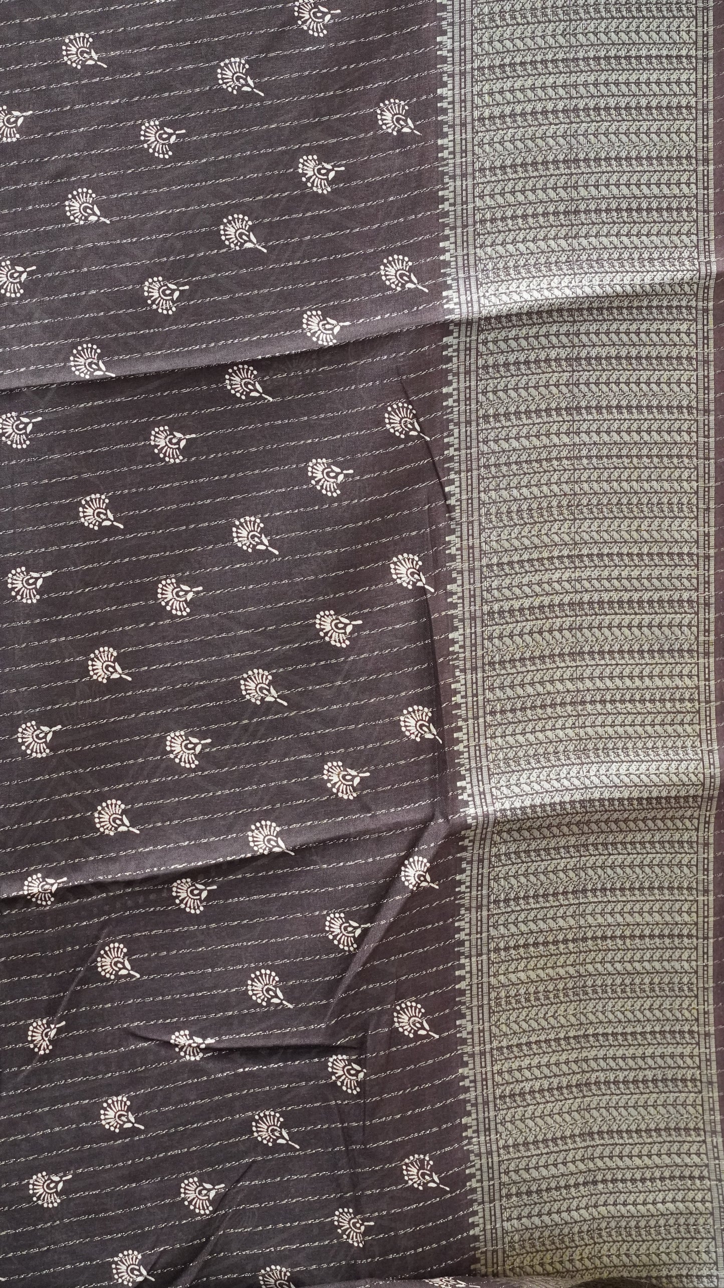 Dola Silk Saree Zari Lines-Brown