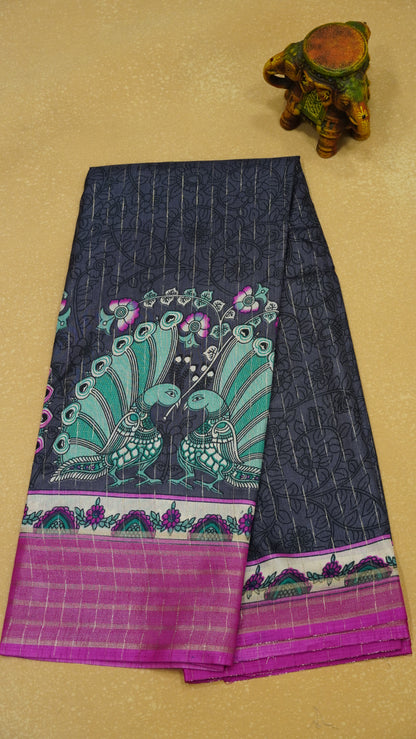 Dola Silk Saree Zari Lines-Magenta