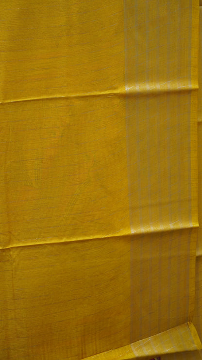 Dola Silk Saree Zari Lines-Mustard