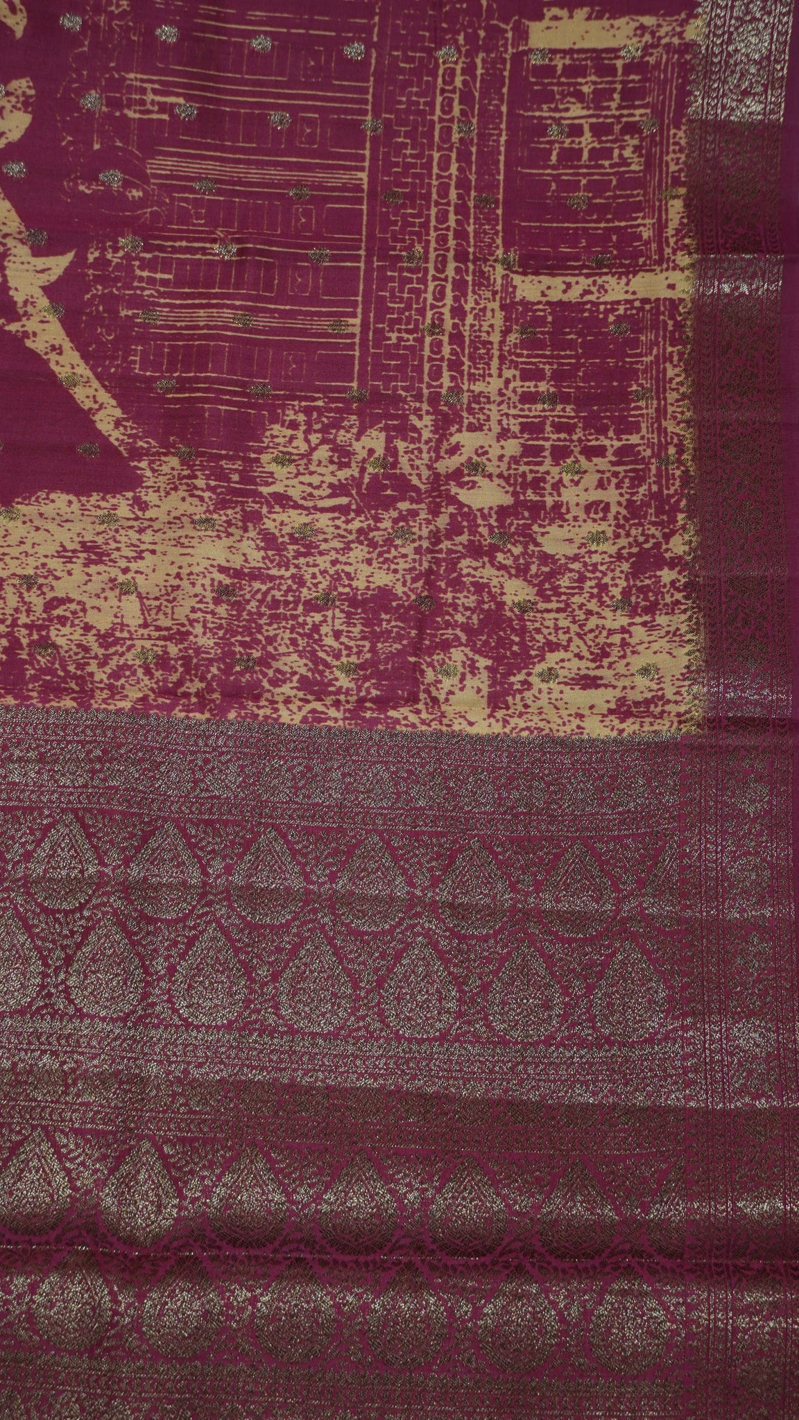 Pure  Chiniya Silk Saree - Leheriya Pattern Purple