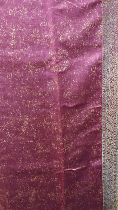 Pure  Chiniya Silk Saree - Leheriya Pattern Purple