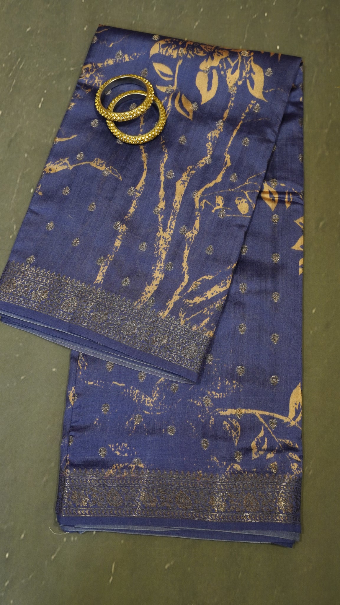 Pure  Chiniya Silk Saree - Leheriya Pattern Blue