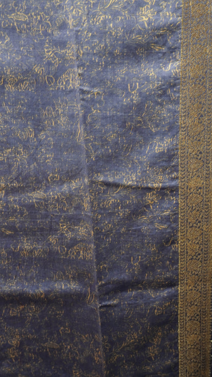 Pure  Chiniya Silk Saree - Leheriya Pattern Blue