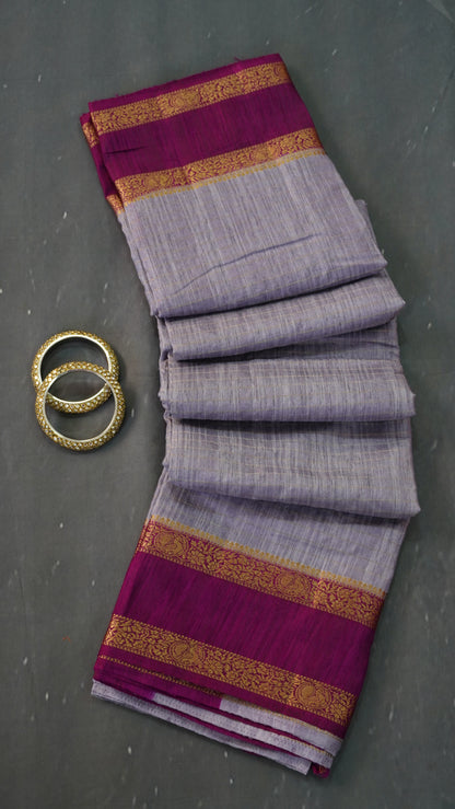 Semi Raw Silk- Retapet Border Grey