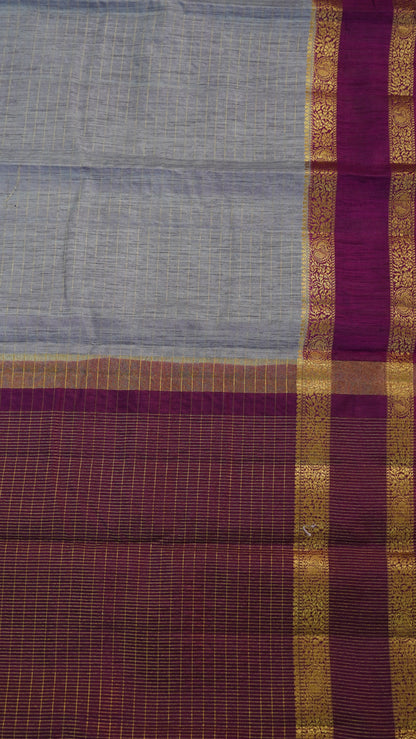 Semi Raw Silk- Retapet Border Grey