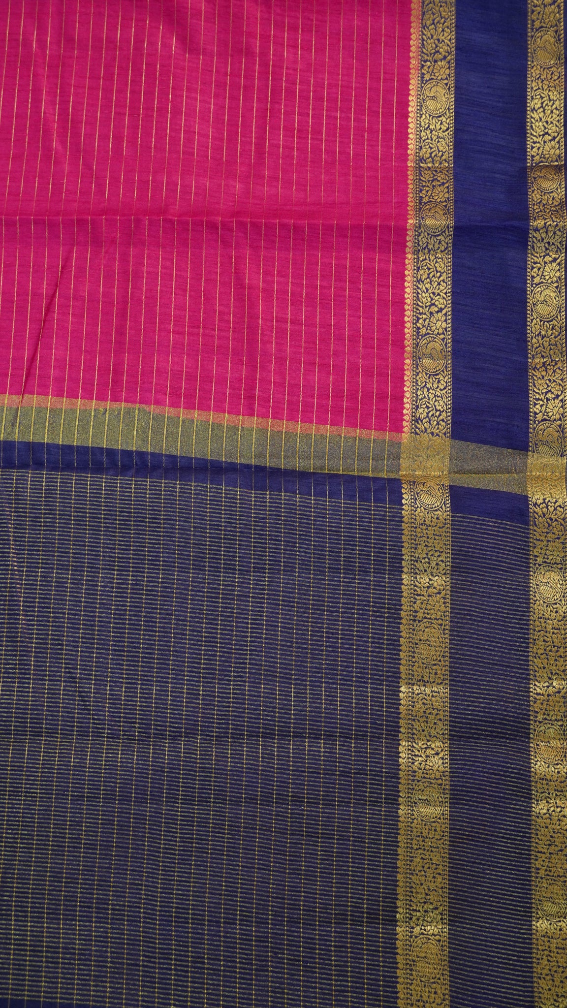 Semi Raw Silk- Retapet Border Pink