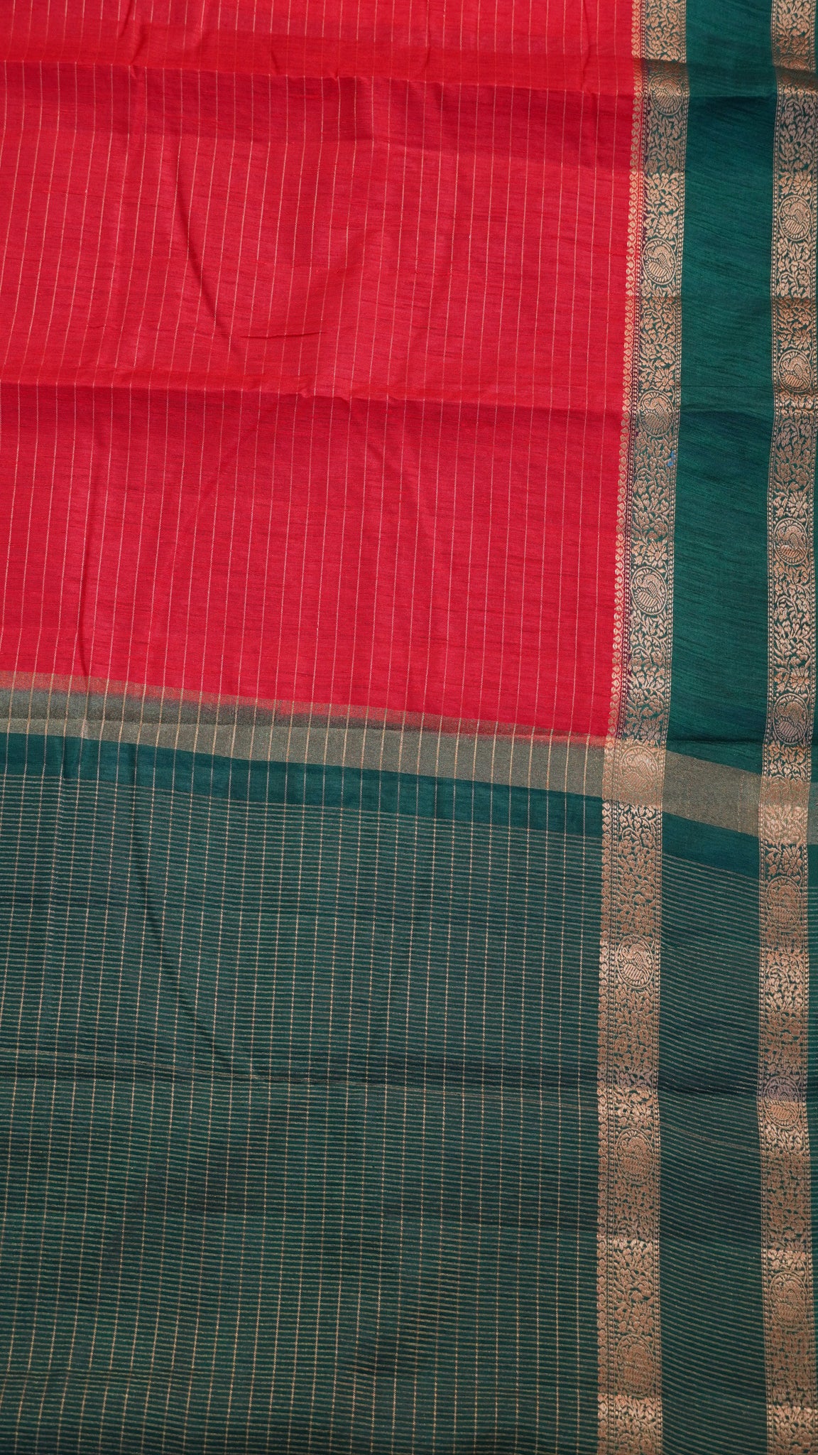 Semi Raw Silk- Retapet Border Red