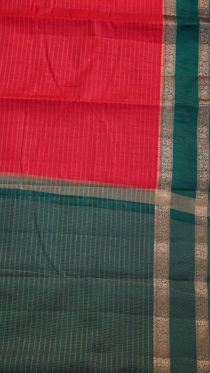 Semi Raw Silk- Retapet Border Red