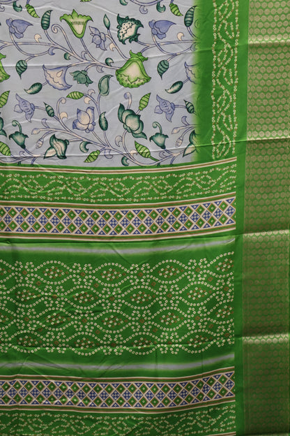 Dola Silk Saree Floral Print-Light Green