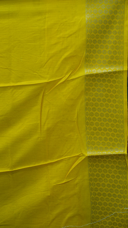 Dola Silk Saree Floral Print-Yellow